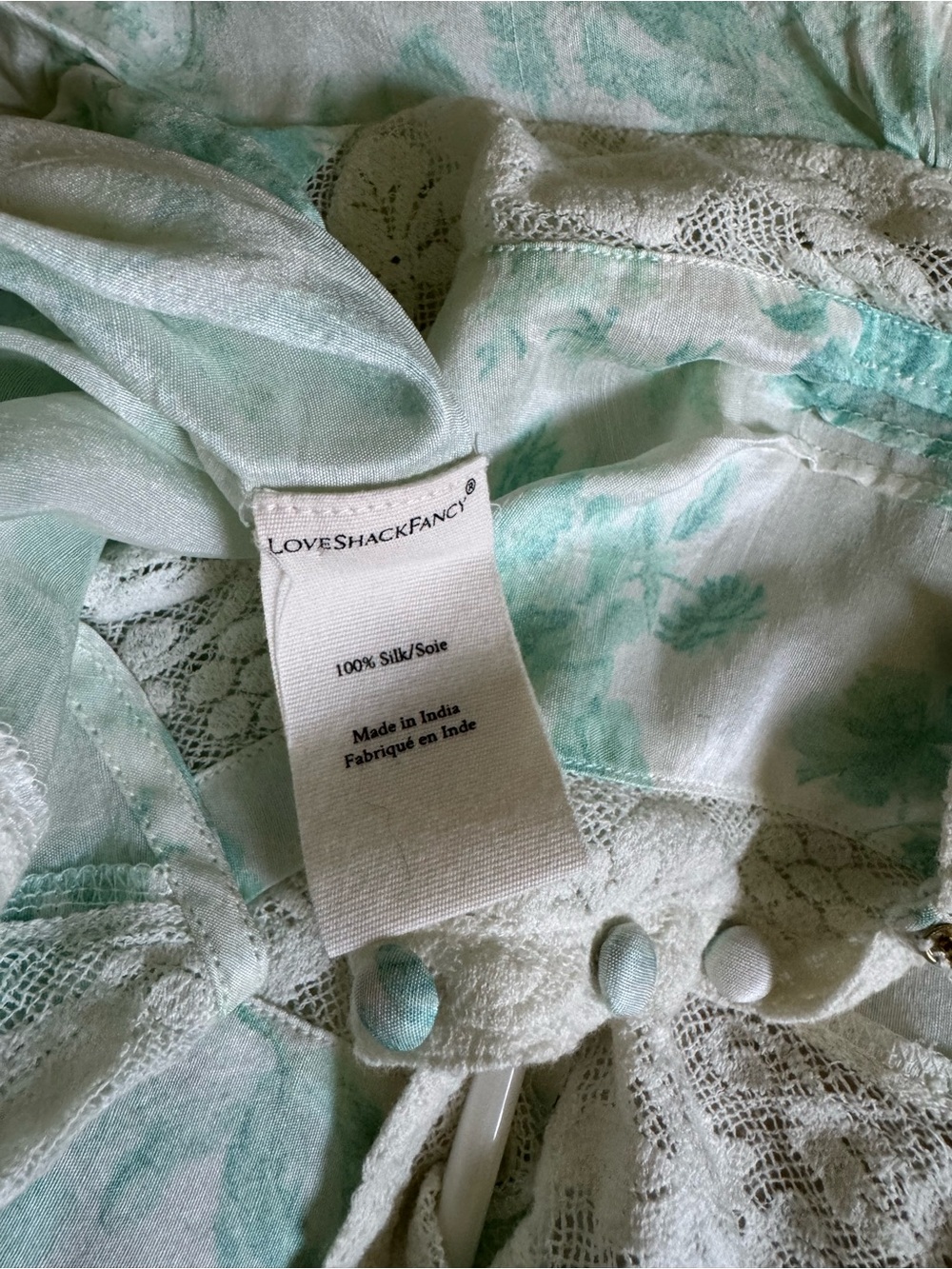 LOVESHACKFANCY 
Jacque Top silk lace blouse in green - Picture 3 of 6